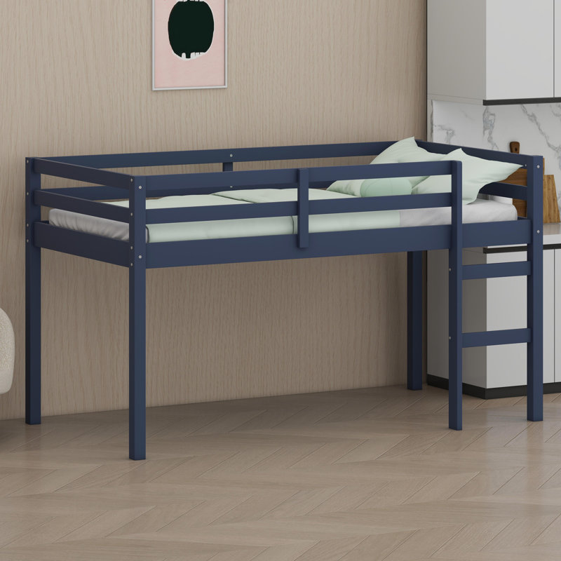 Sturdy Loft Bed Featuring a Ladder and Enhanced Support Slats, Blue