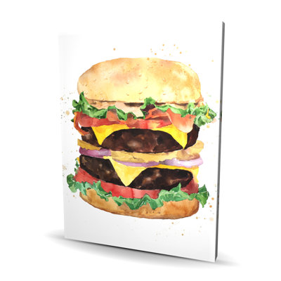 Watercolor All Dressed Double Cheeseburger Canvas | Home Decor
