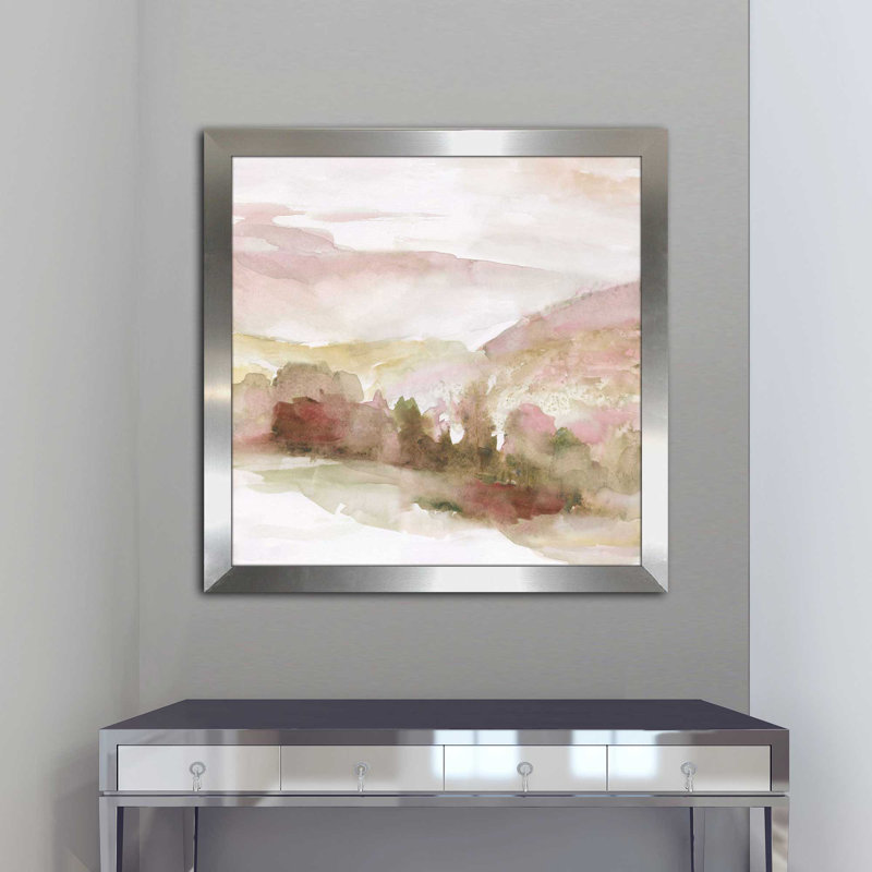 " Windscape II " by Nan, 25.5" H x 25.5" W x 1" D, Silver Framed