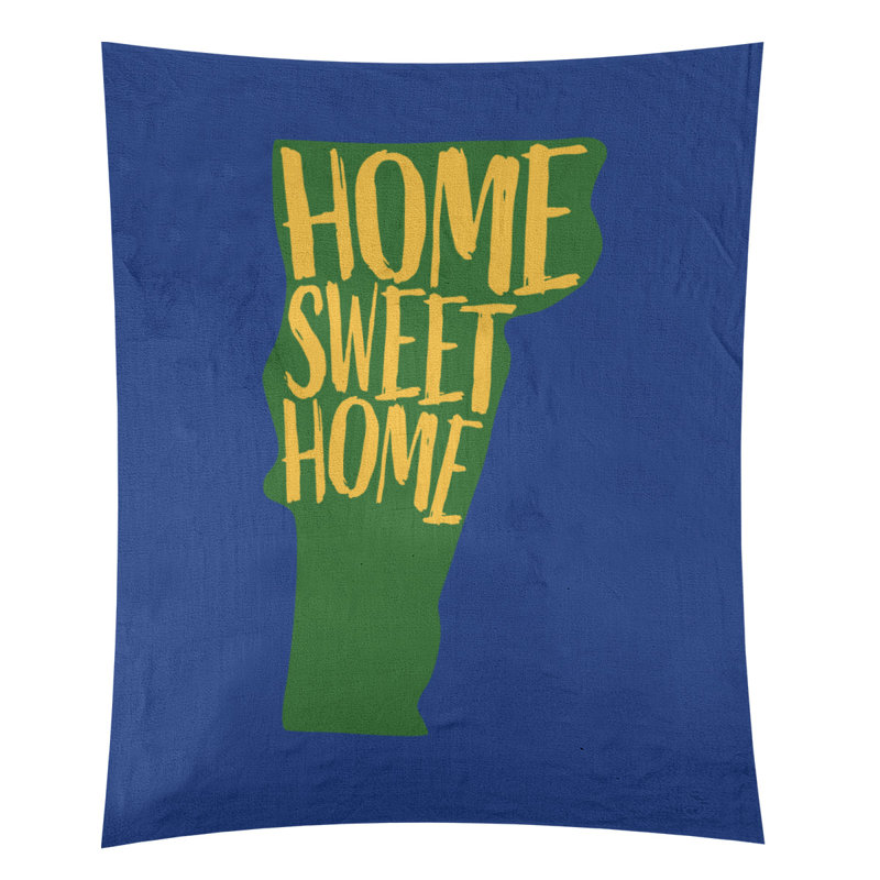 Tapisserie murale Home Sweet Vermont, H 27,5 po x l 37,5 po, Bleu foncé / vert / jaune