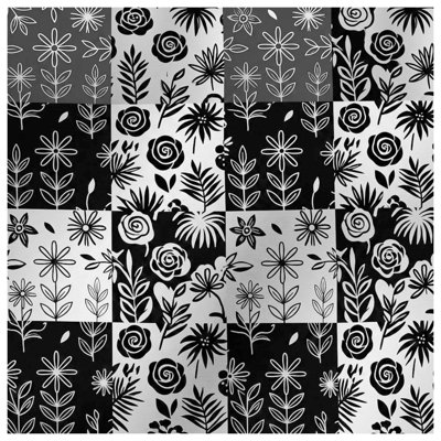 Black White Floral Pattern Double Sided Throw Pillows