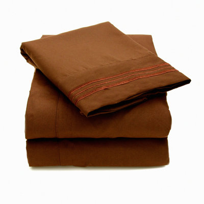 Luxury Comfort 2000 Thread Count Deep Pocket Bed Sheet Set, Soft Sheets, Wrinkle Resistant, Brown - 4 Piece Set