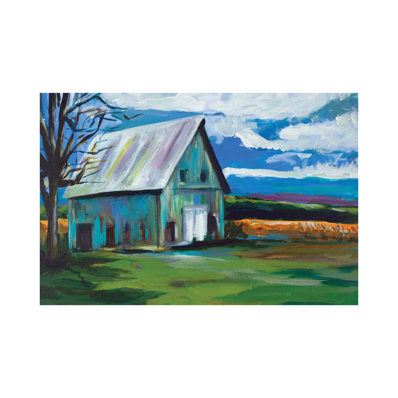 Vieille grange par Andy Beauchamp - peinture sur toile tendue, H 12 po x l 18 po x 1,5 po