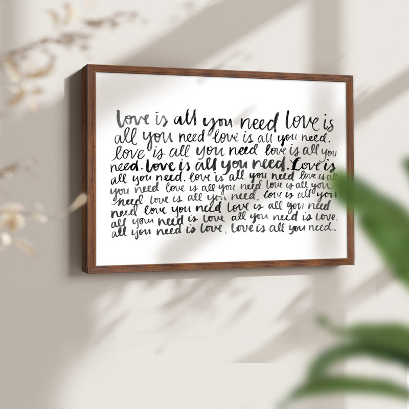 Écriture avec amour I - Reproduction encadrée - Restickable, Noyer, H 16 po x l 20 po