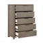 Commode de rangement contemporaine à 5 tiroirs à finition en queue d'aronde de style contemporain gris clair en bois durable