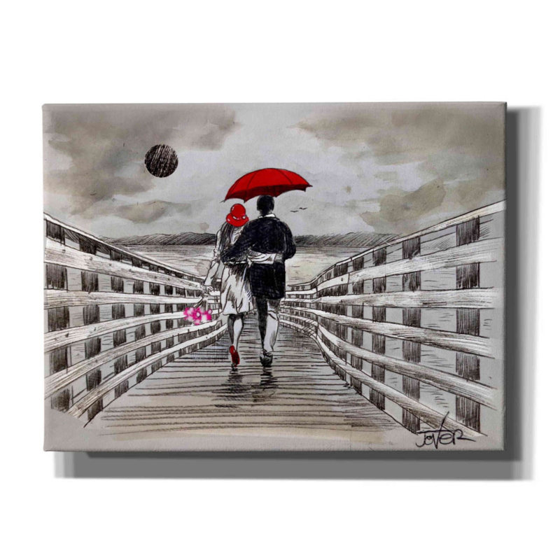 «Boardwalk» par Loui Jover, toile, art mural, H 12 po x l 16 po x P 0,75 po