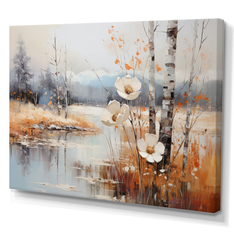 «Snow Flower Charm Evocating» sur toile, Toile tendue, H 12 po x l 20 po x P 1 po