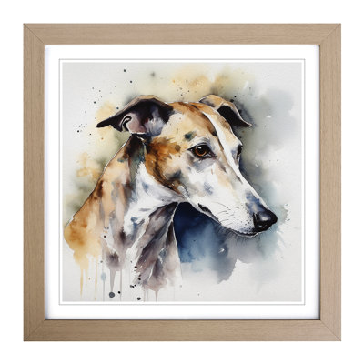 Greyhound Dog Watercolour No.1 - Framed Print