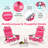 2-pack Folding Backpack Beach Chair Table Set 5-position Outdoor Reclining Chair Hot Pink