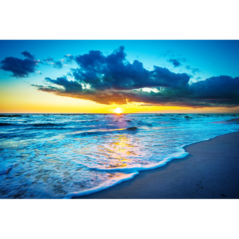 Sunset Over The Ocean by Konradlew - Wrapped Canvas Print, 81cm H x 122cm W