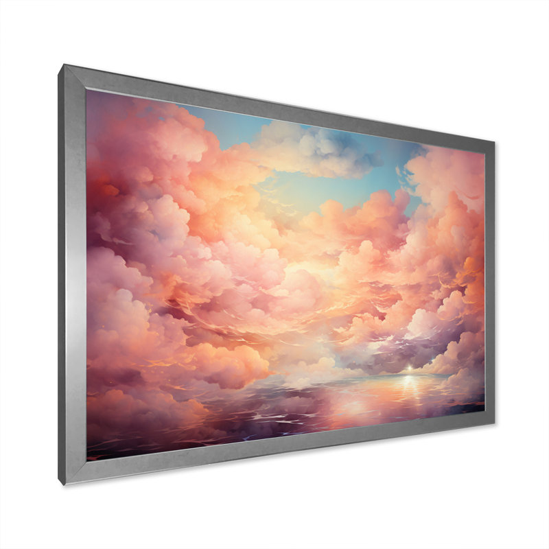 «Peach Sky Astral Symphony I» sur toile, Cadre photo argenté, H 24 po x l 32 po x P 1 po