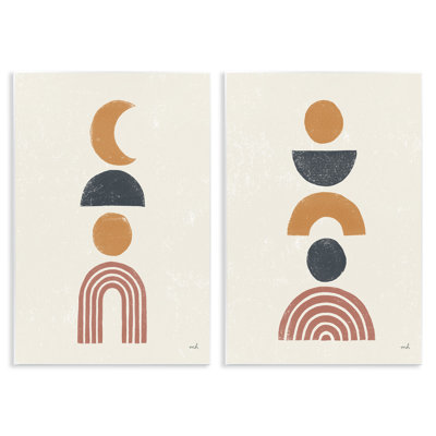 «Sun and Moon Bohemian Symbols», ensemble de 2 plaques murales par Moira Hershey