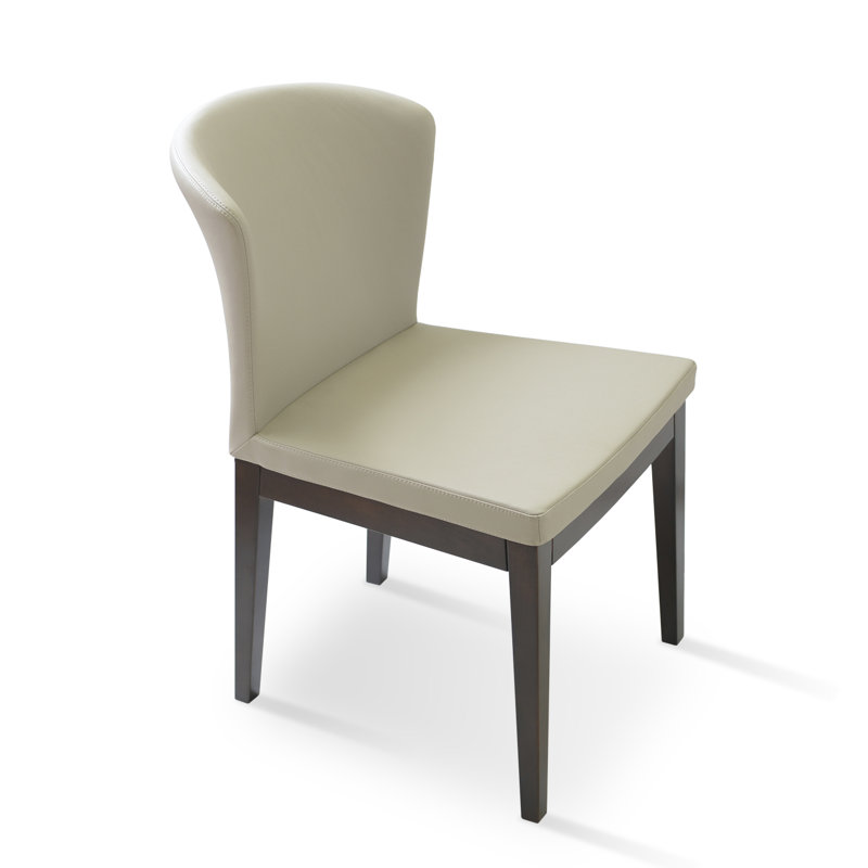 Capri Wood Side Chair, Bone Faux Leather, Wenge