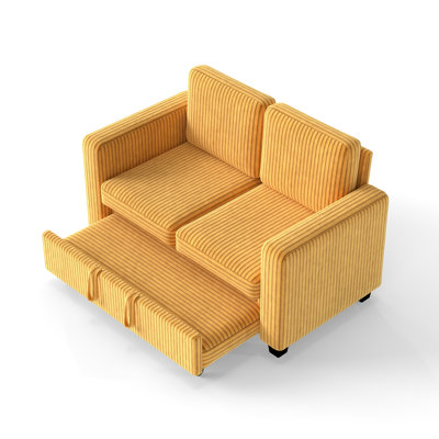 58.10 Inch 2-In-1 Convertible Sofa Bed, 2-Seater Loveseat With Thick Corduroy Fabric, Easily Switch Between Sofa And Bed For Small Space