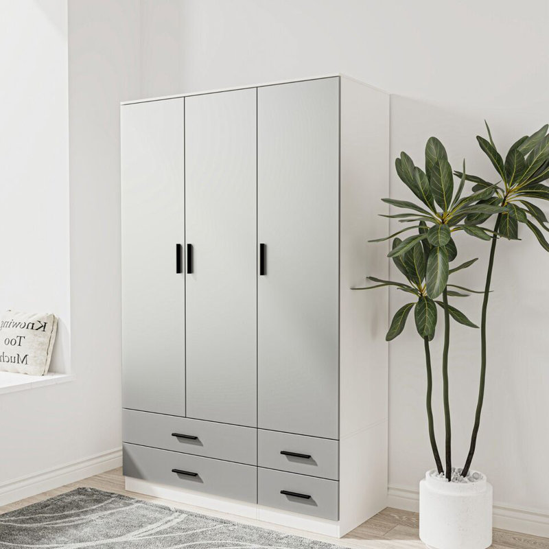 Retonia Manufactured Wood Wardrobe, White/Grey