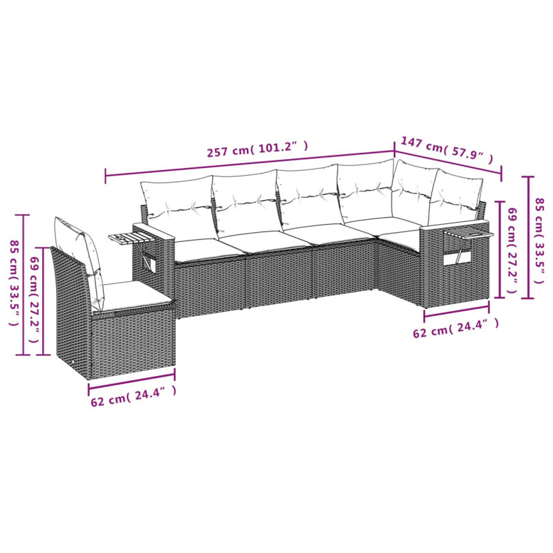Ensemble de canapé de jardin Vidaxl noir, blanc crème
