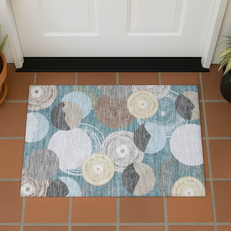 Tapis géométrique intérieur / extérieur lavable à la machine Chantille ACN2977, Teal, 2'6" x 3'10"