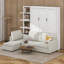 Lit escamotable avec canapé modulaire et tablettes de rangement réversibles, grand-108195641