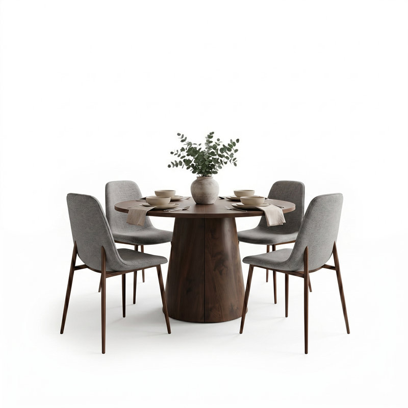 Ensemble de salle à manger à piédestal moderne avec chaises rembourrées de 47 à 83 po Modern, Gris