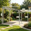 Wall-Mounted Pergola with Adjustable Canopy