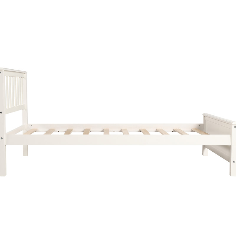 Lit plateforme simple en bois massif avec tête de lit
