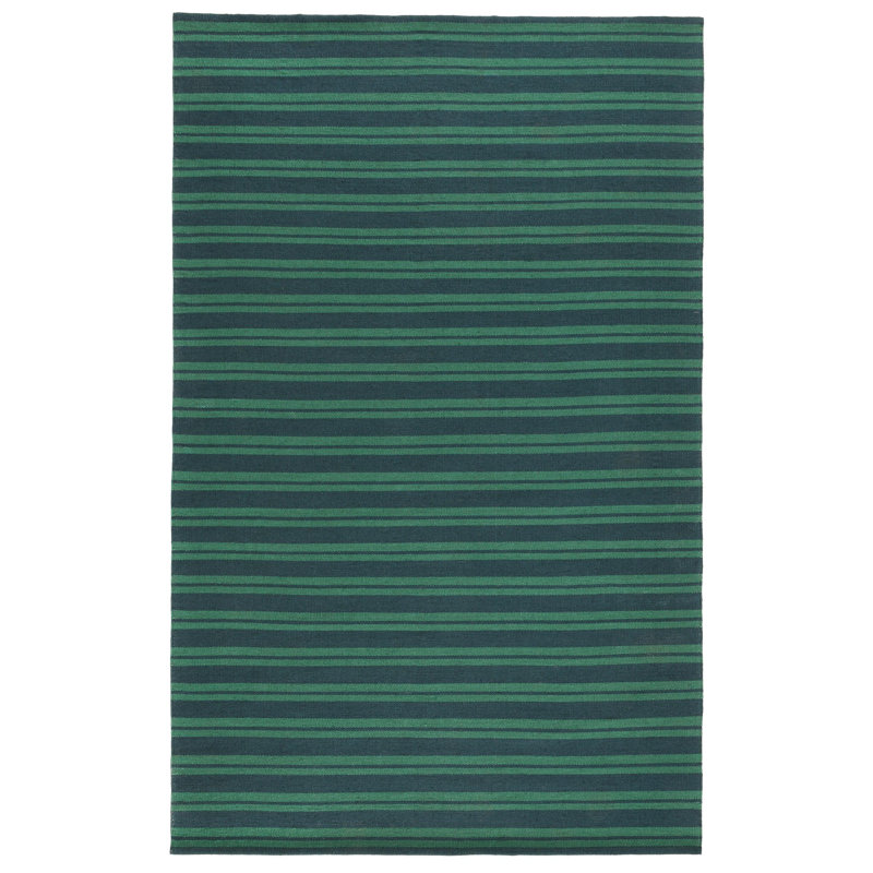 Palma Hand Woven Performance Stripe Green Fabric Rug, Rectangle 8' x 10'