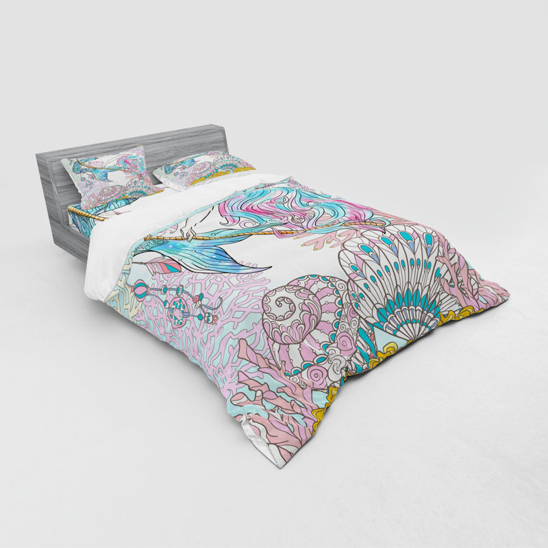 Ensemble de housse de couette moderne et contemporaine en microfibre rose / bleu
