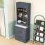 Grand garde-manger autoportant avec comptoir en faux marbre, tiroirs et tablette réglable-376807150