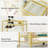 Glass 2-tier Gold Bar Cart With Wheels Beverage Cart Drink Cart with Wine Rack and Glass Holder