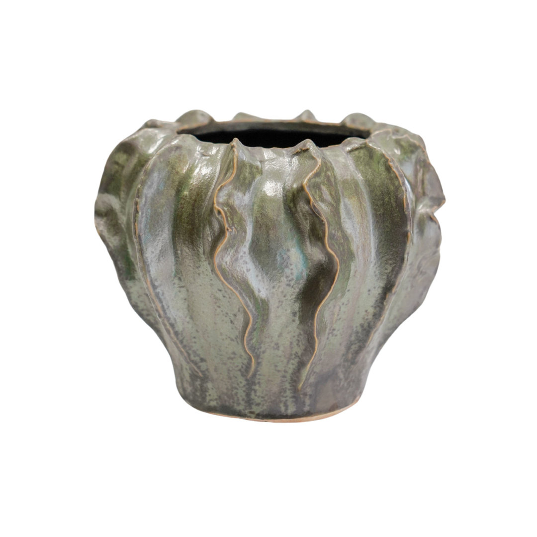 Scarlet Coral Reef Green Planter H18cm D23cm