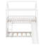 Lit superposé simple au-dessus de simple avec glissière, structure en bois de style maison pour chambre d'enfant, conception peu encombrante avec garde-corps-121466681