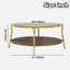 Table basse moderne avec rangement à deux niveaux et plateau en verre