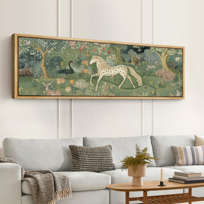 Animals In Forest Wilderness Artwork, Unique Green Wall Pictures, Giclee Canvas Digital Print Extra Large Framed Wall Art