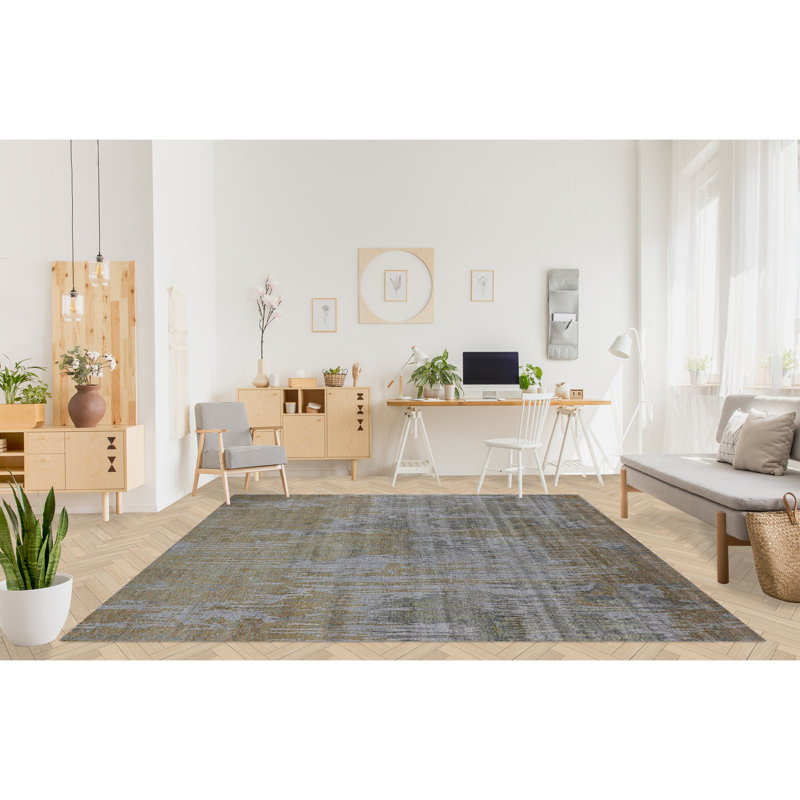 Abstract Area Rug in Gray, Rectangle 2' x 3'