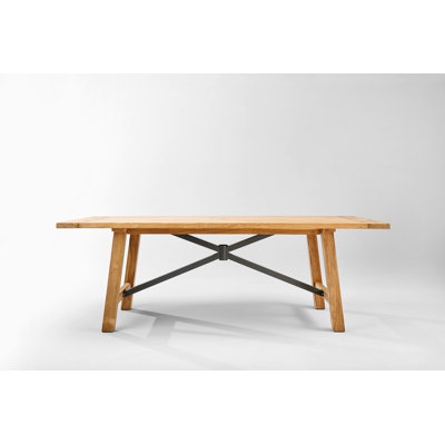 Truss Rectangular Teak Outdoor Dining Table With Umbrella Hole , 84.25'' in. W 39.37'' in. D