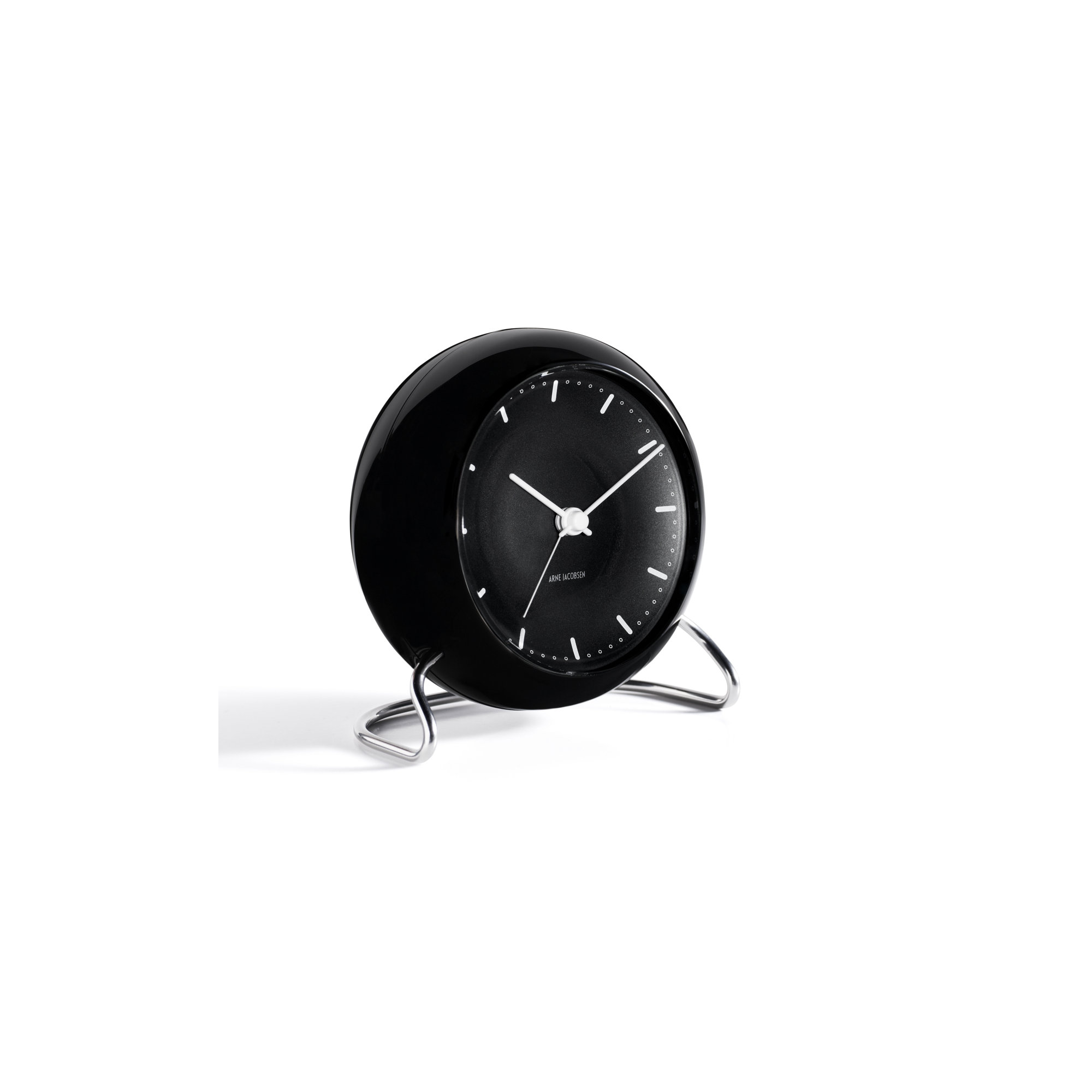 City Hall Analog Electric Alarm Tabletop Clock, Black/Silver