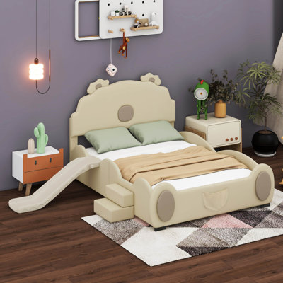 Altea Full size upholstered platform bed with piglet shape headboard and slide -  Zoomie Kids, 13F94D8ED0084619ADA982AE105530EB