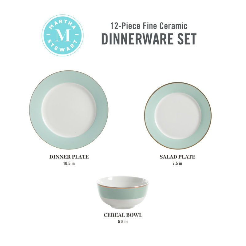 Coastal Blue and White Porcelain Dinnerware Set, Service for 4