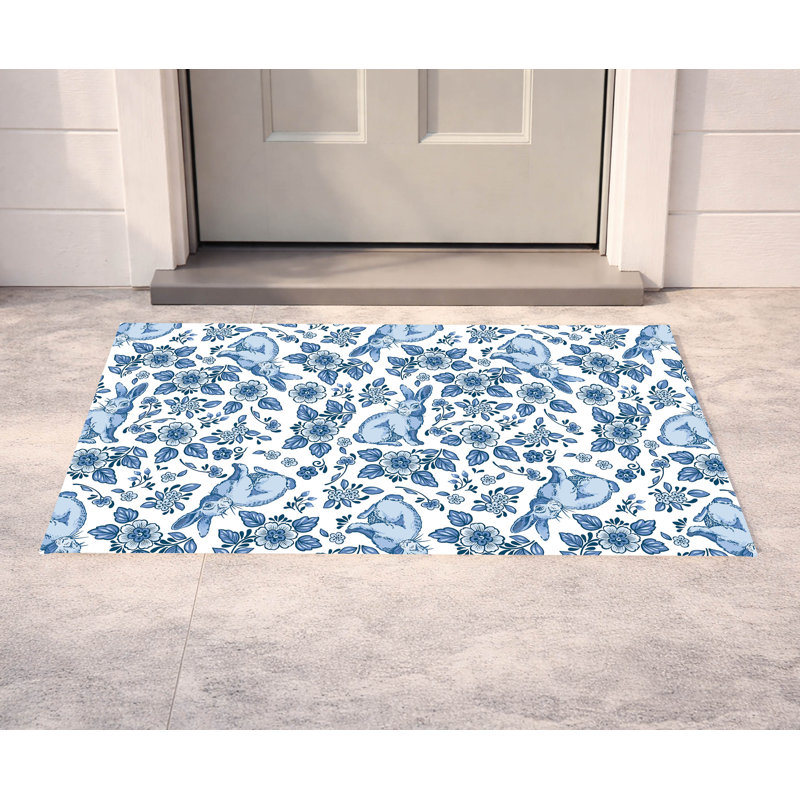 Paillasson Bunny Toile, Bleu, 21" W x 34" L