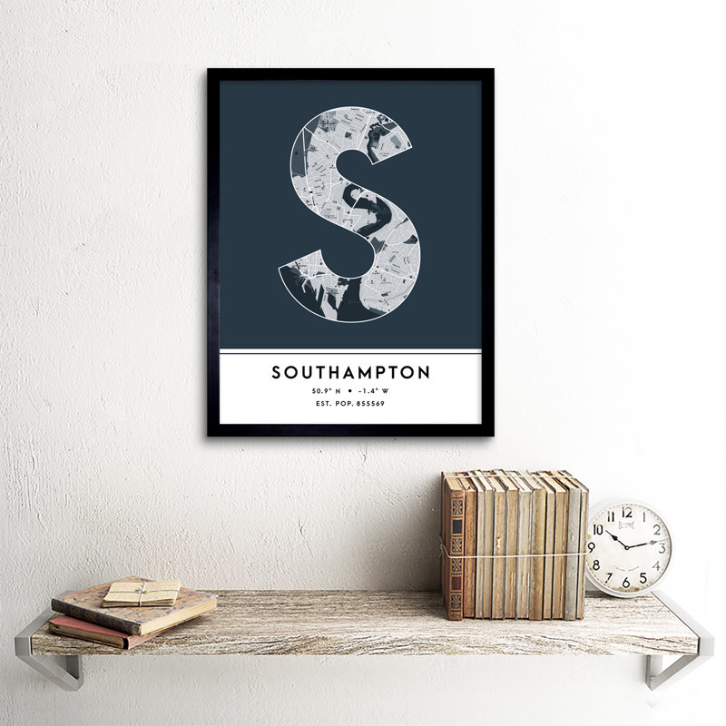 Southampton England United Kingdom City Map - Single Picture Frame Typography