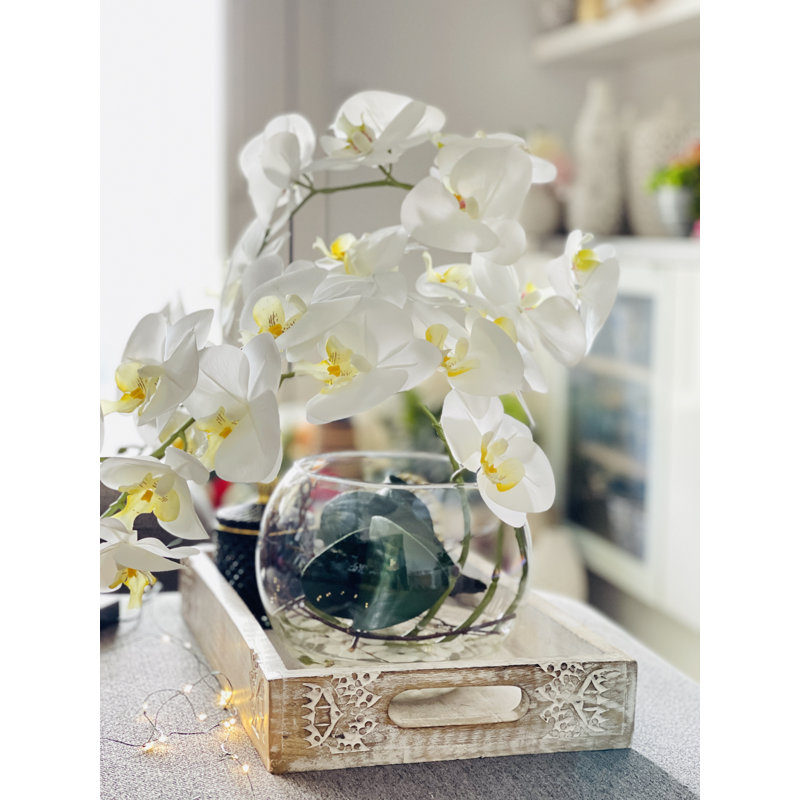 Centre de table avec 3 orchidées Real Touch, Blanc