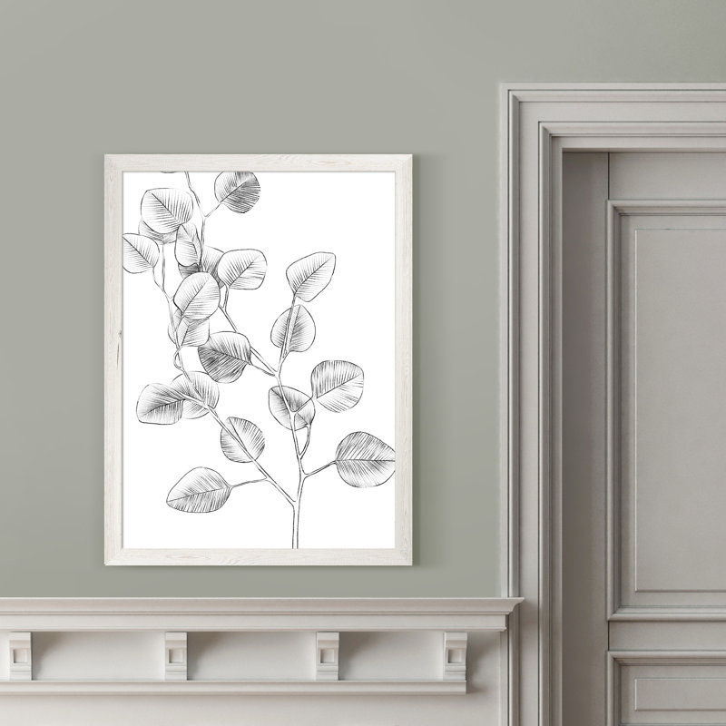Eucalyptus croquis IV - Cadre photo, reproduction d'art, H 44 po x l 32 po x P 1,3 po, Toile blanche encadrée