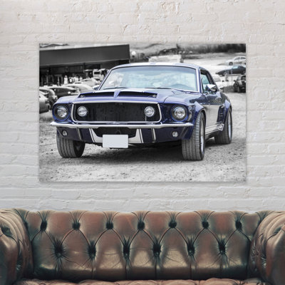 Ford Mustang Vintage Blue - Wrapped Canvas Print
