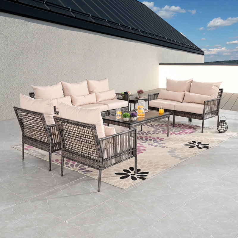 Aalaysia 9-Piece Outdoor Wicker Conversation Set