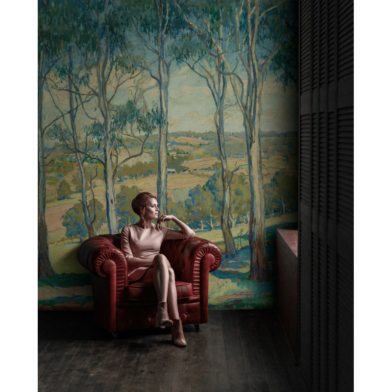 Mur d'eucalyptus avec paysage australien, L 200 po x L 120 po