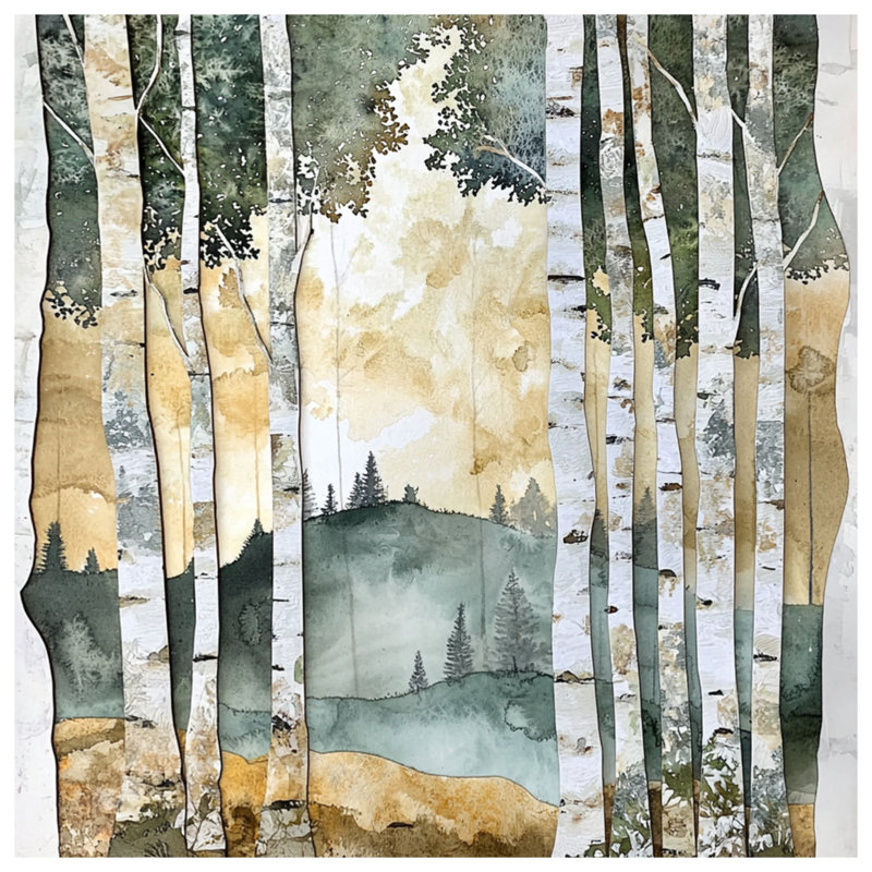Birch Tree Forest Landscape Duvet Covers, King