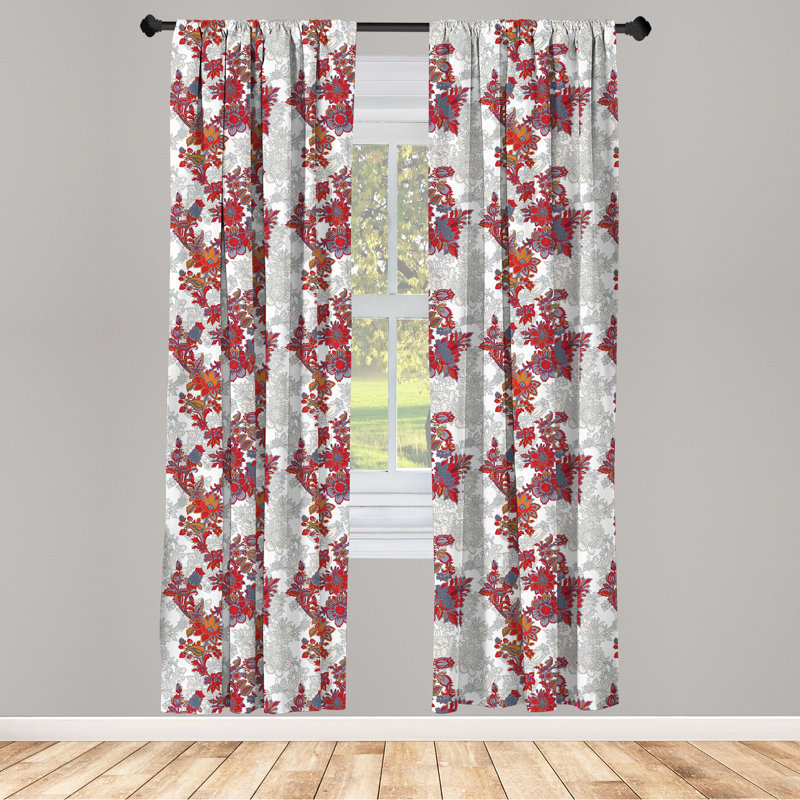 Floral Semi-Sheer Rod Pocket Curtain Panels, 28" x 95"