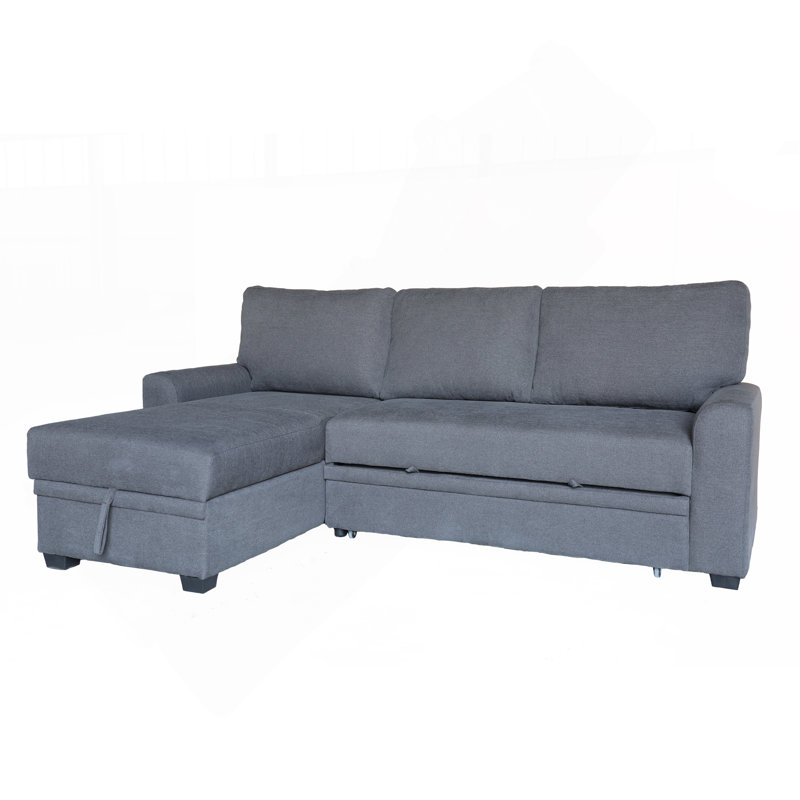 Canapé-lit modulaire en flanelle avec rangement à gauche 90,5 po Namir, Tissu gris