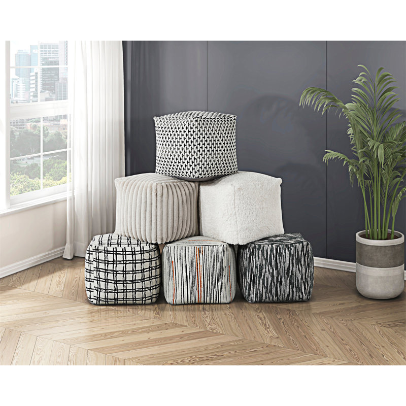 Repose-pieds carré rembourré en tissu jacquard