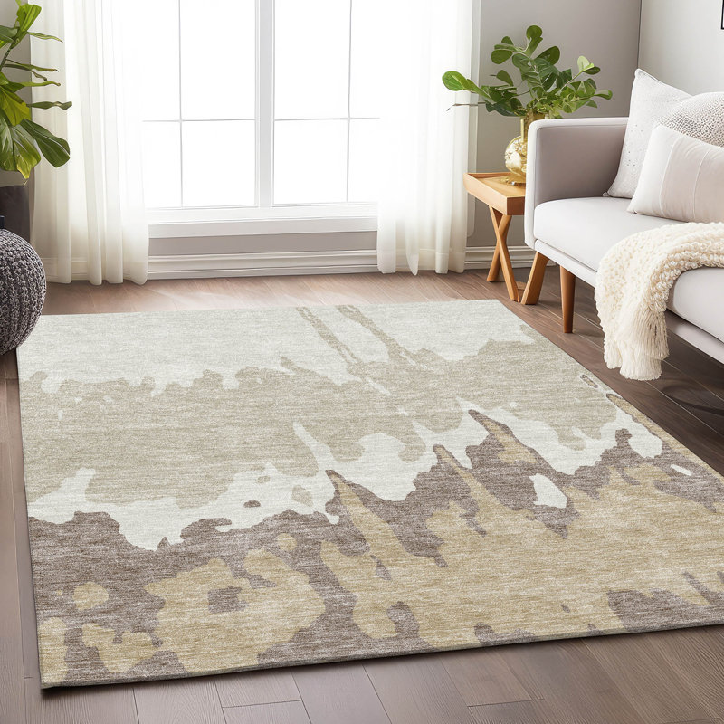 Premium Machine Washable Prisco Ivory Rug, Rectangle 9' x 12'